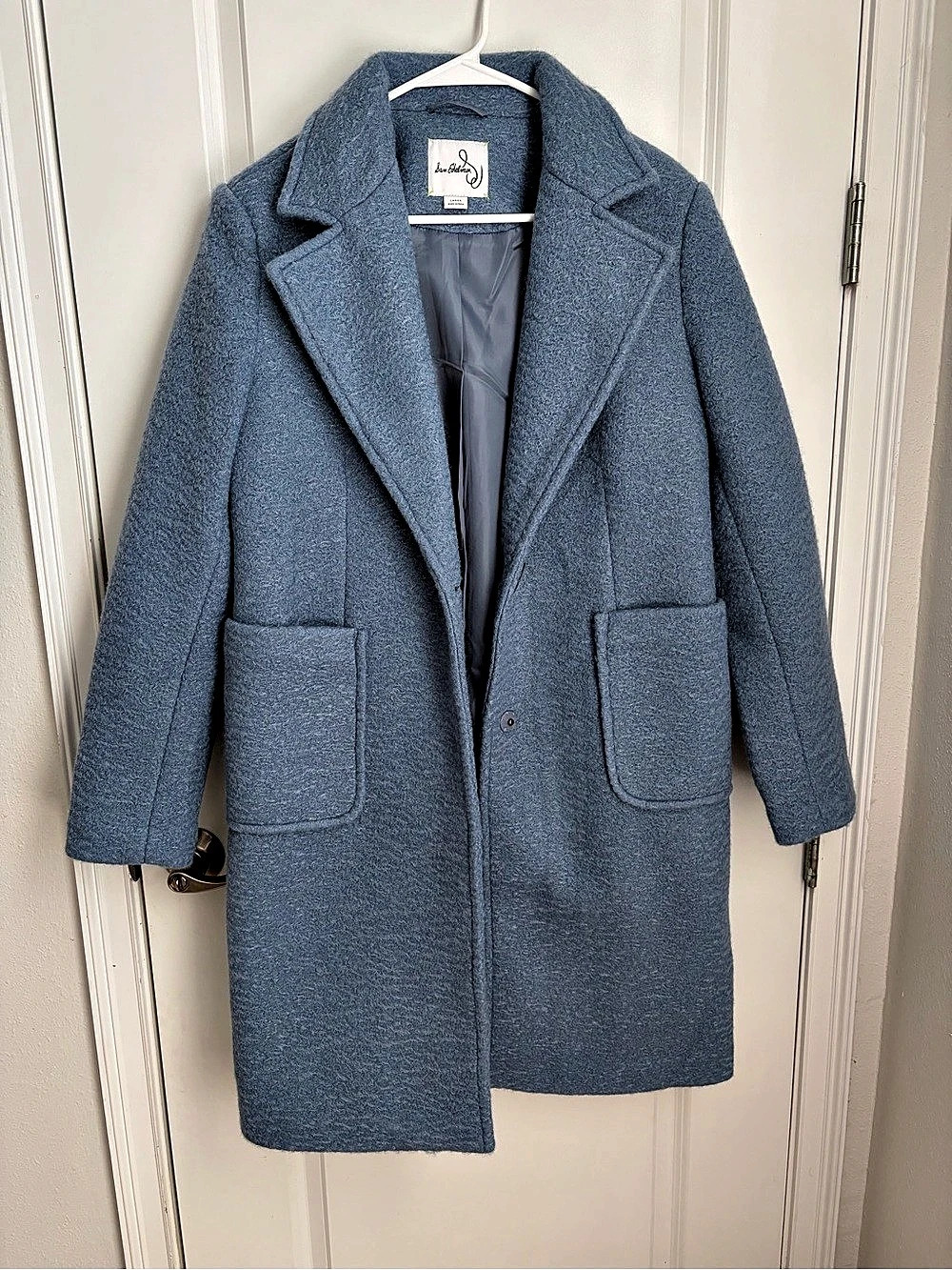 Sam Edelman Bouclé Longline Coat Women's Blue Large